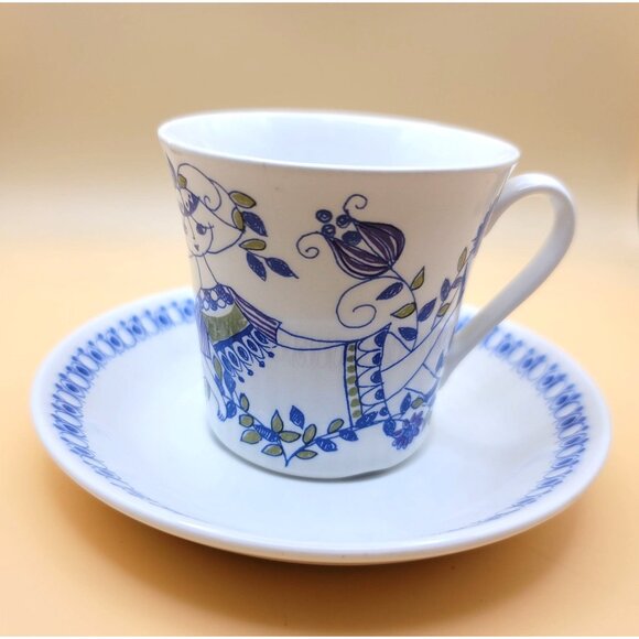 Handmade Norwegian Lotte Figgjo Flint Porcelain Tea Cup & Saucers Set jj3658 - Picture 4 of 11
